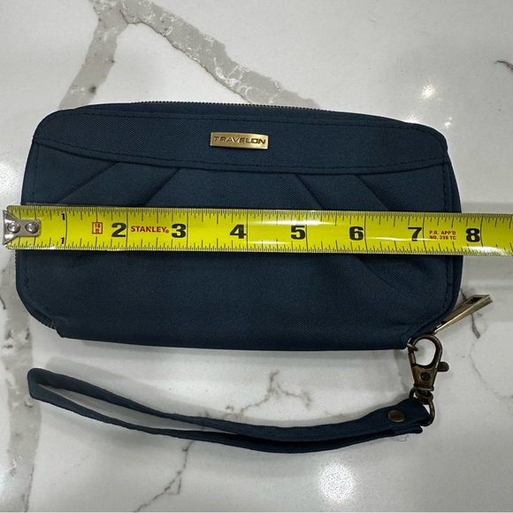 Travelon Anti-Theft RFID Blocking Wristlet Wallet - Navy Blue & Teal - Picture 9 of 10